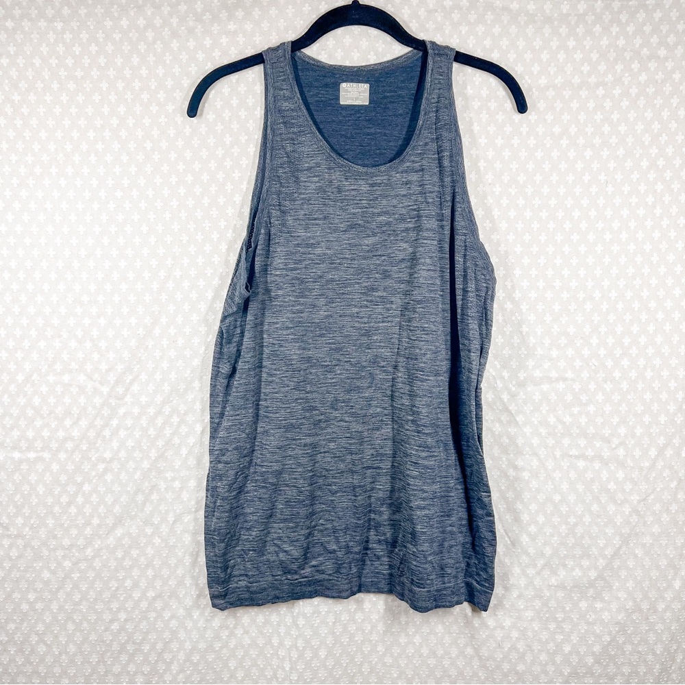 Athleta Heather Blue Space Dye Eyelet Tank Top Activewear Workout Gym